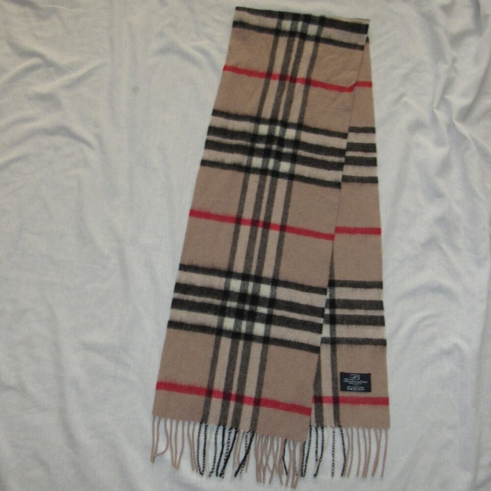 Ballantrae Edinburgh 100% Lambswool Scarf Nova Check Tan Black Red Plaid